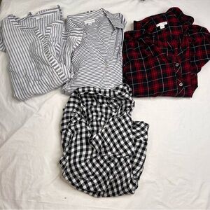 Lot 4 J Jill Top Sz M Tunic Button Up Dress Shirt L120624